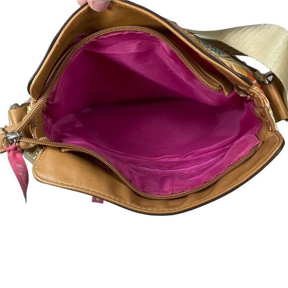 LILY BLOOM Floral Flower Burst Print CROSSBODY Purse Shoulder Bag Pink Green - Picture 5 of 6